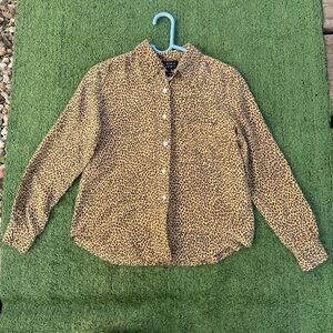 Spencer Jeremy 100% Silk Leopard Print Button Down Blouse Size 6